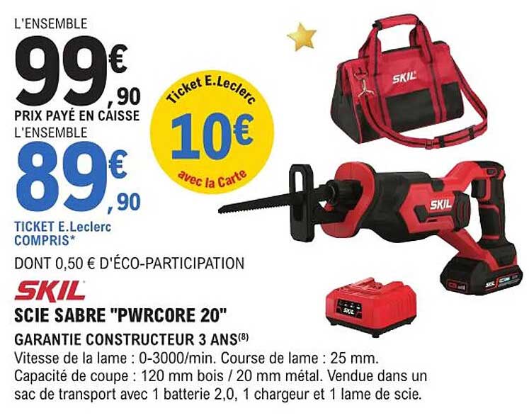 scie sabre "pwrcore 20" skil