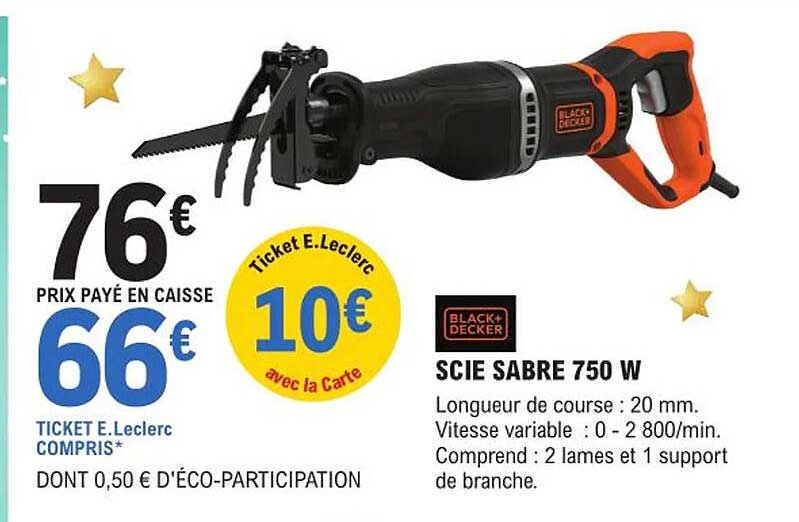 scie sabre 750 w black + decker