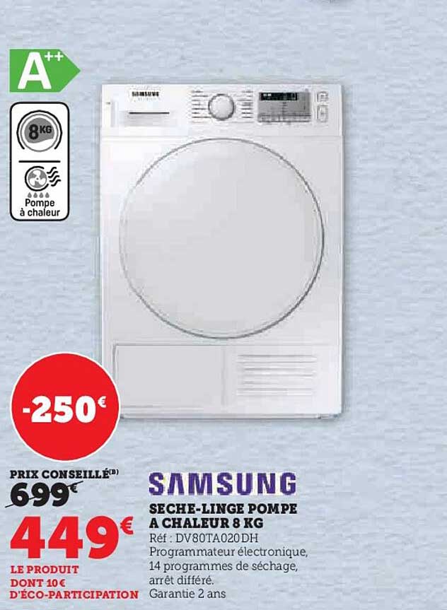 sèche-linge pompe à chaleur 8 kg samsung