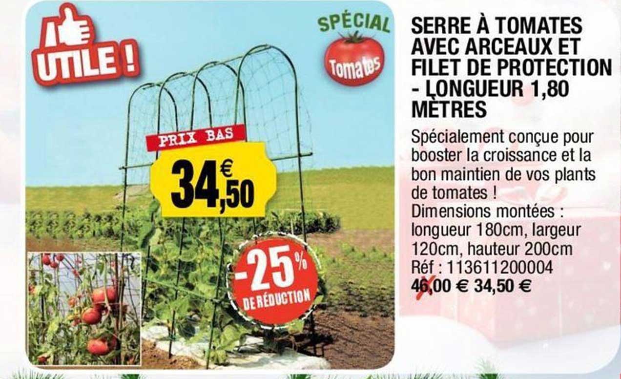 serre  à tomates avec arceaux et filet de protection - longueur 1.80 mètres