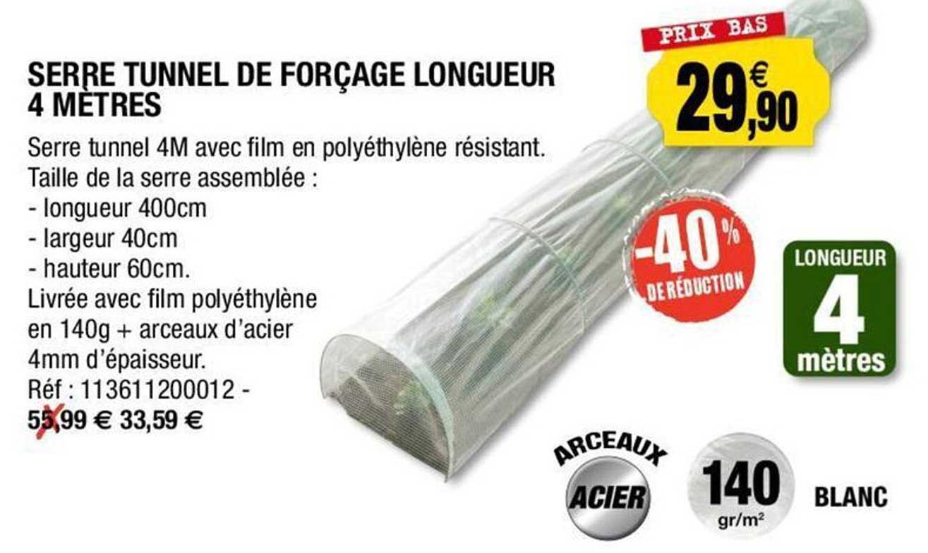 serre tunnel de forçage longueur 4 mètres