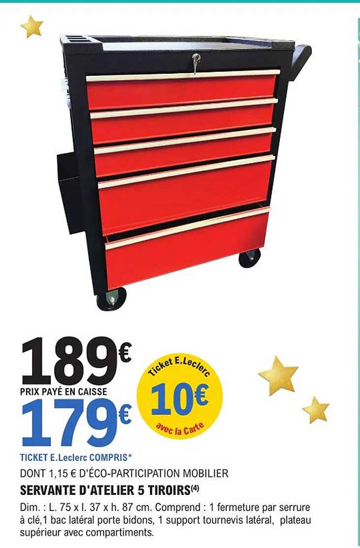 servante d'atelier 5 tiroirs