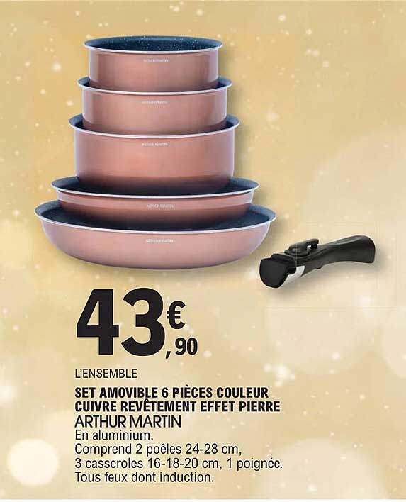 set amovibles 6 pièces couleur cuivre revêtement effet pierre arthur martin