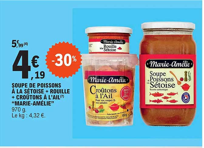 soupe de poissons à la sétoise + rouille + croûtons à l'ail "marie-amélie"