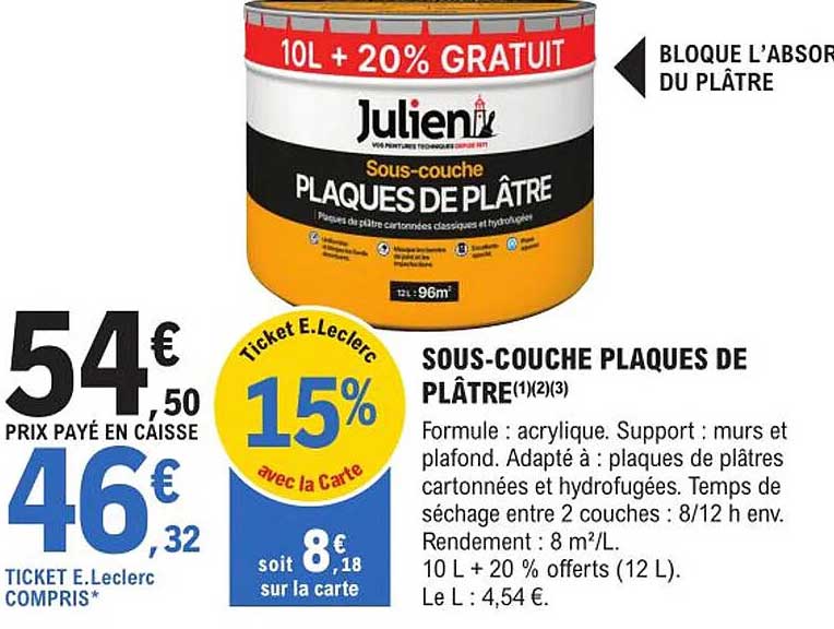 sous-couche plaques de plâtre julien