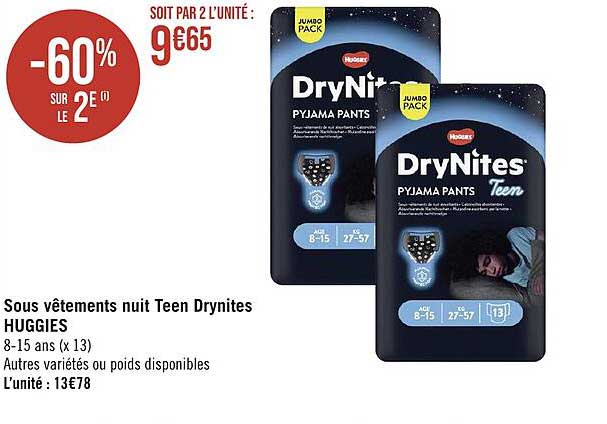 sous vêtements nuit teen drynites huggies