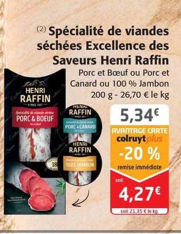 spécialité de viandes séchées excellence des saveurs henri raffin