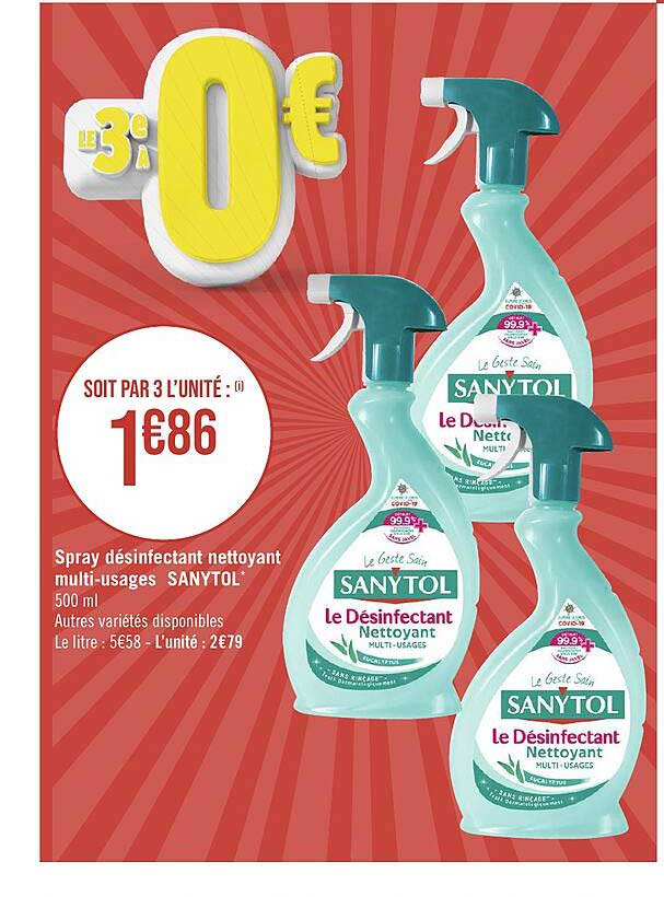 spray désinfectant nettoyant multi-usages sanytol