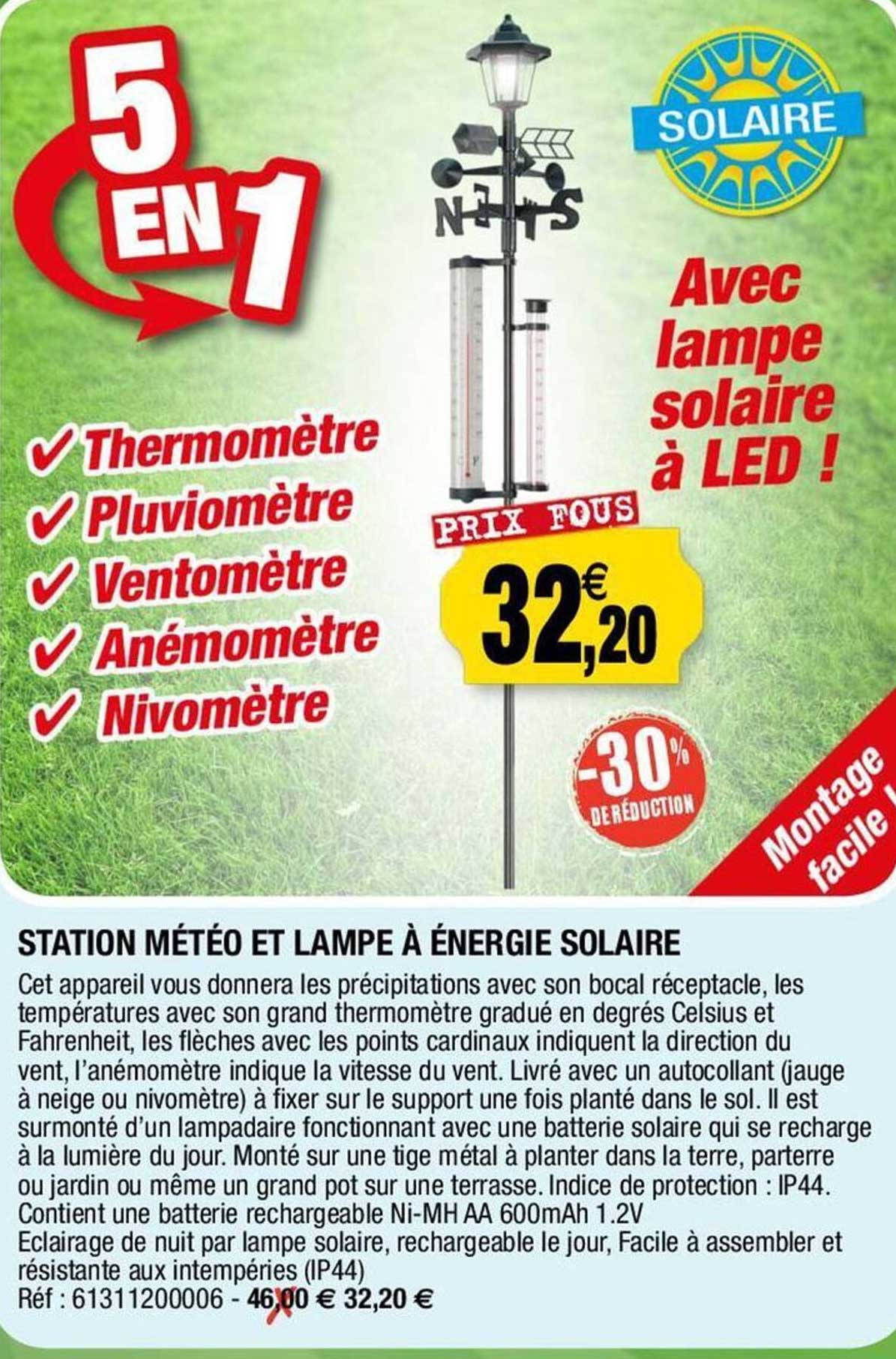 station météo et lampe à énergie solaire