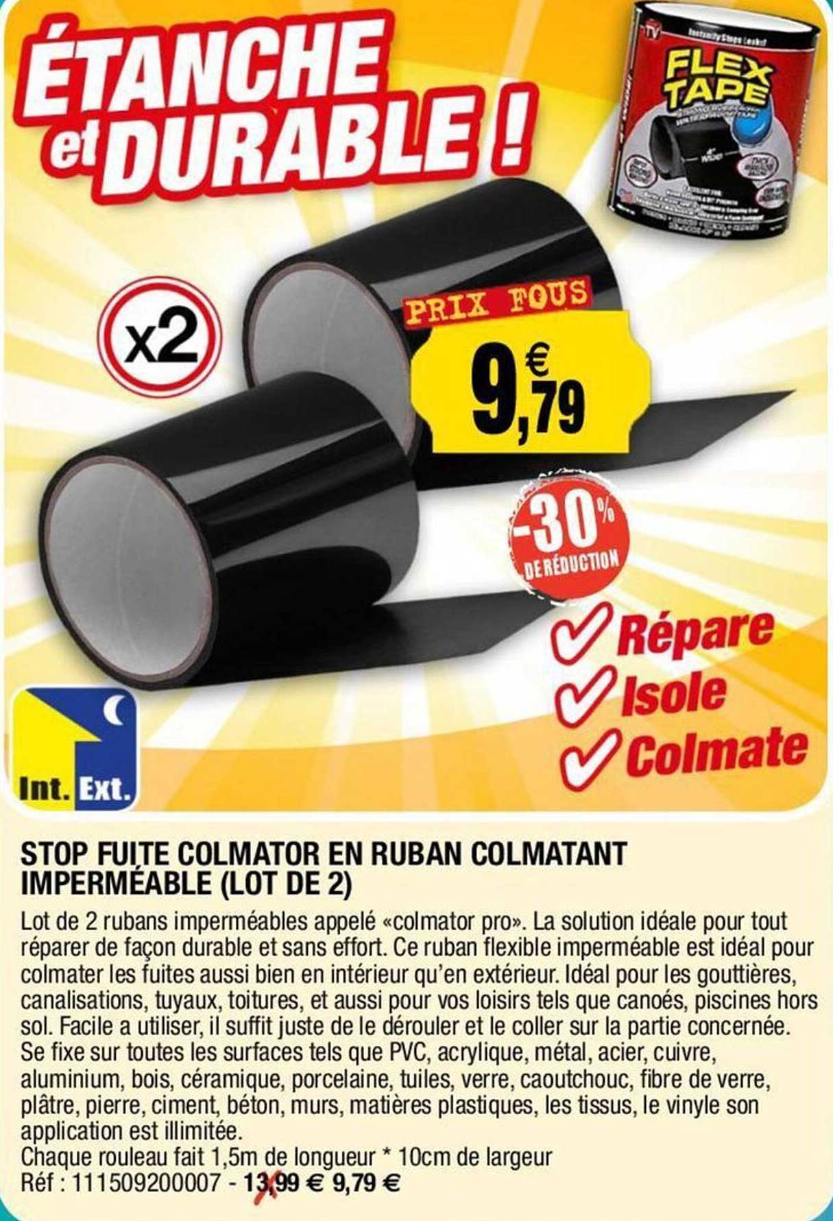 stop fuite colmator en ruban colmatant imperméable (lot de 2)