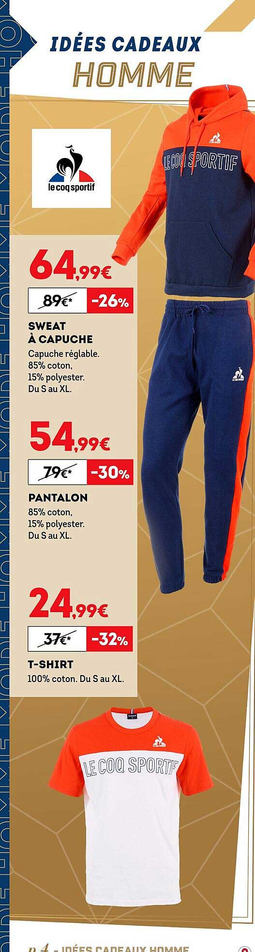 sweat à capuche le coq sportif, pantalon le coq sportif, t-shirt le coq sportif