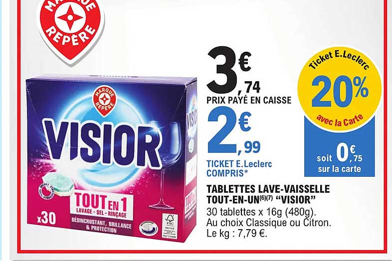 tablettes lave-vaisselle tout-en-un "visior"