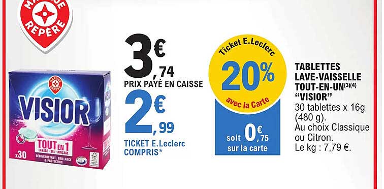 tablettes lave-vaisselle tout-en-un "visior"