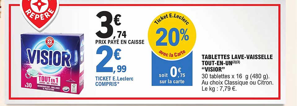 tablettes lave-vaisselle tout-en-un "visior"