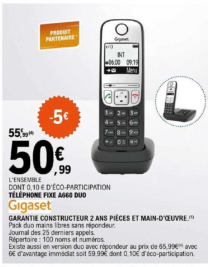 Téléphone Fixe A660 Duo Gigaset