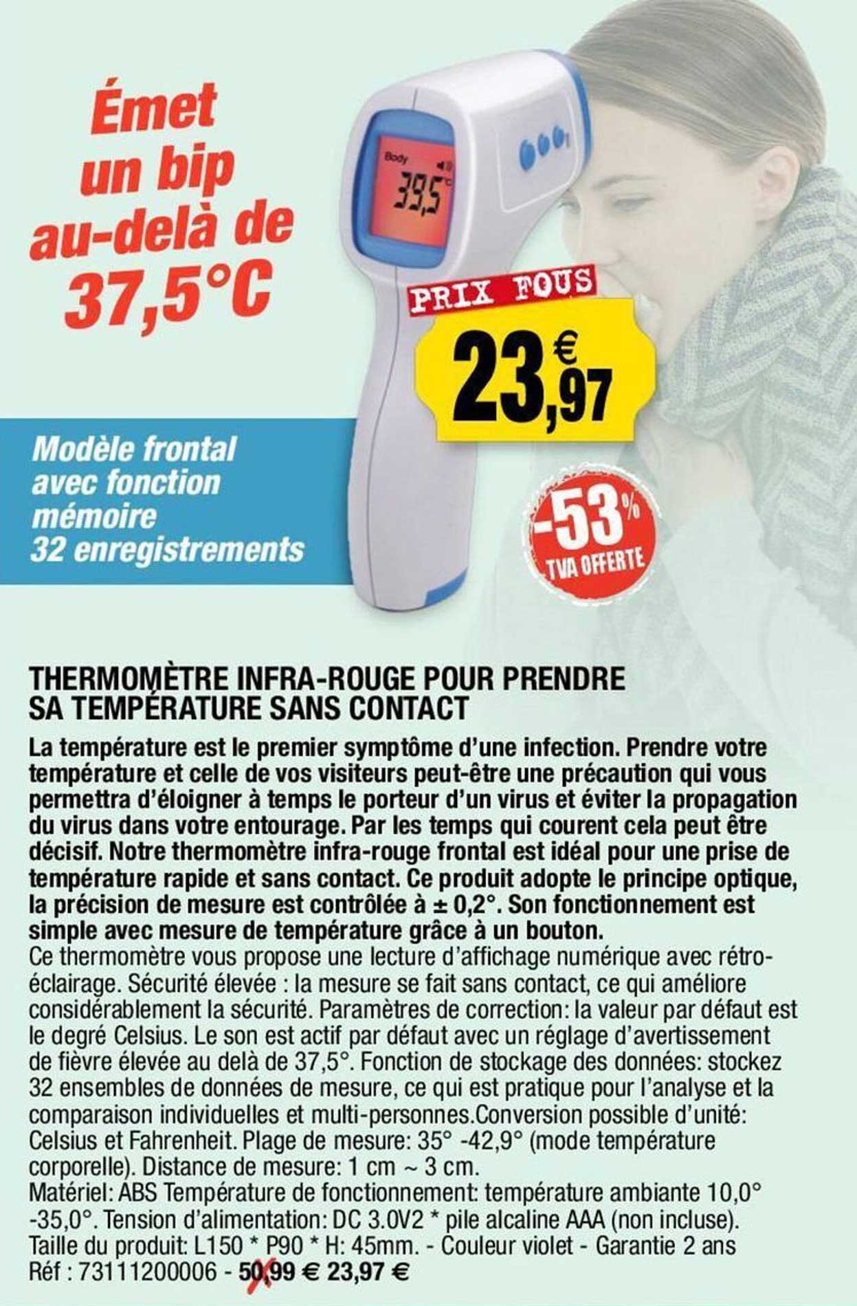 thermomètre infra-rouge pour prendre sa température sans contact