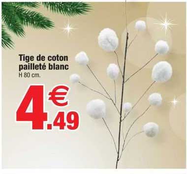 tige de coton pailleté blanc