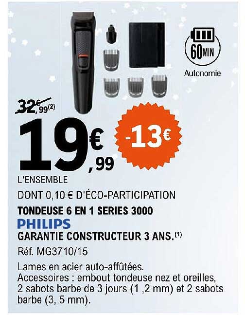 tondeuse 6 en 1 séries 3000 philips