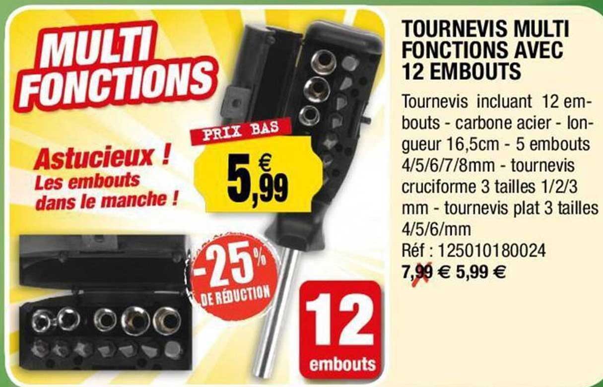 tournevis multi fonctions avec 12 embouts