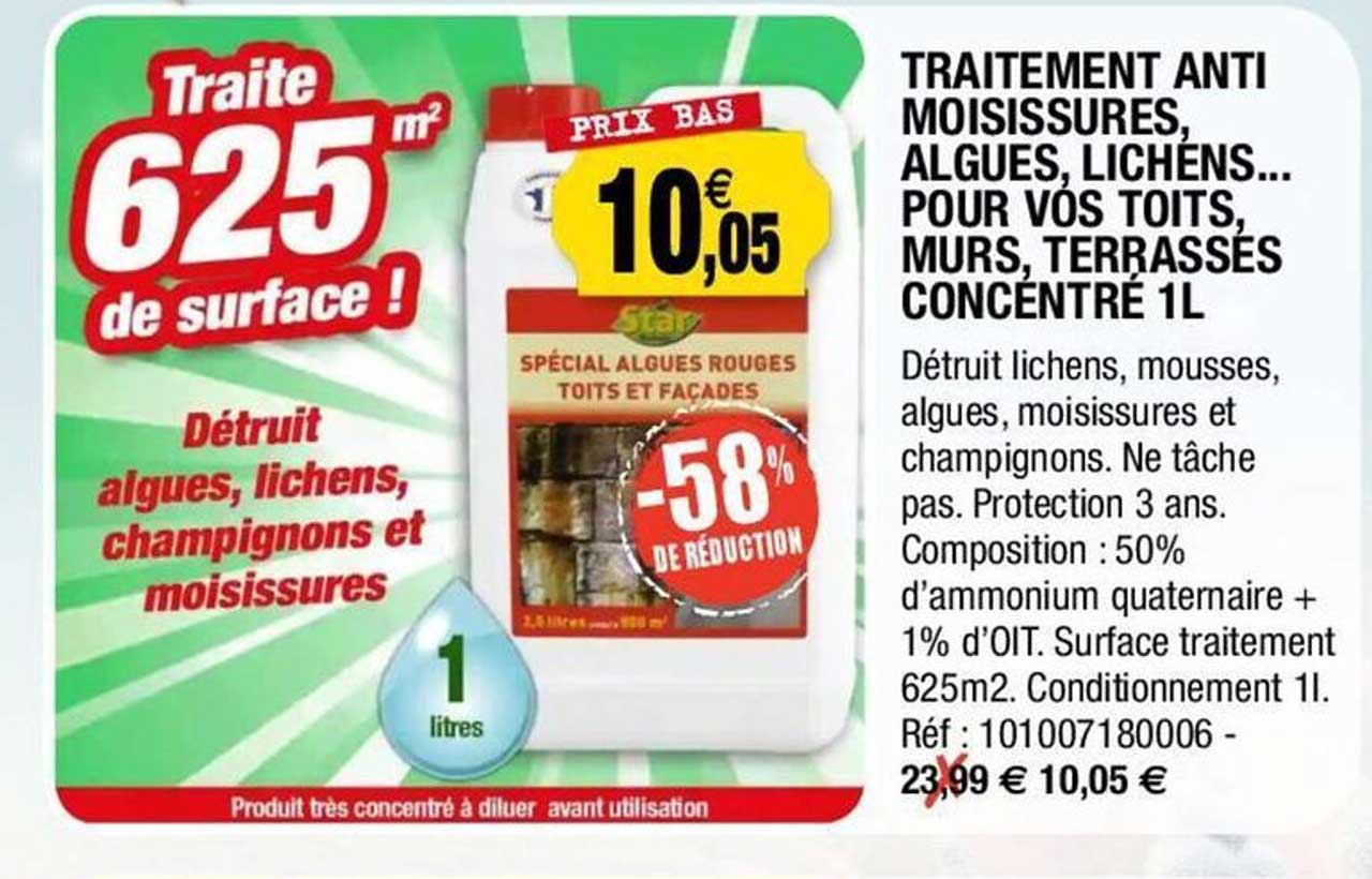 traitement anti moisissures algues lichens... pour vos toits murs terrasses concentré