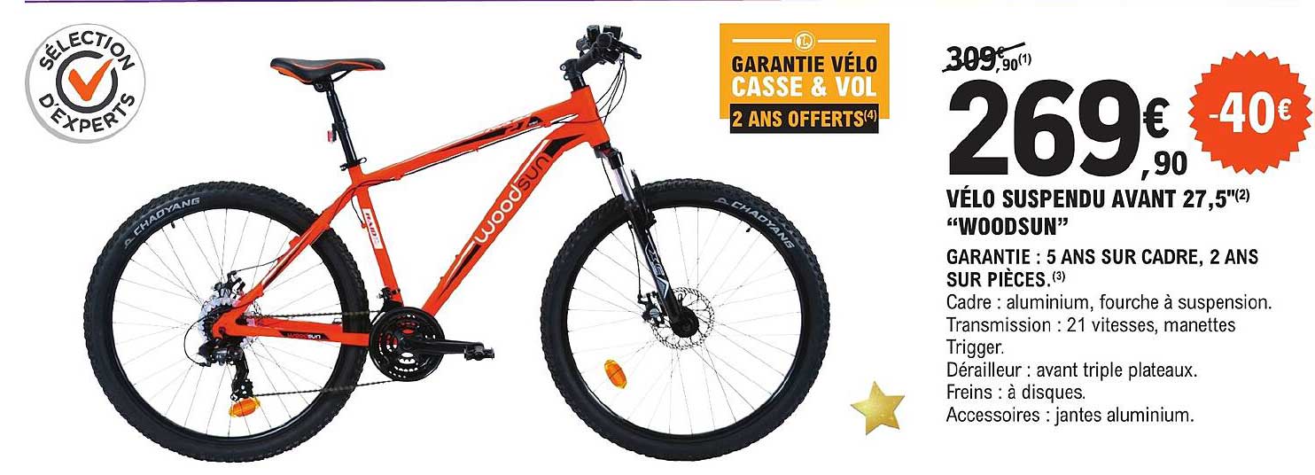 vélo suspendu avant 27.5 "woodsun"