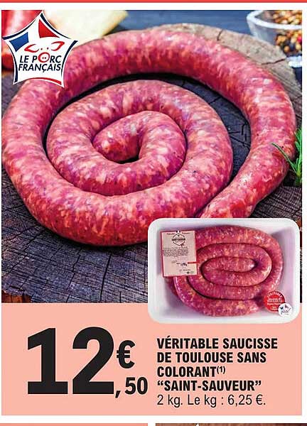 véritable saucisse de toulouse sans colorant "saint-sauveur"