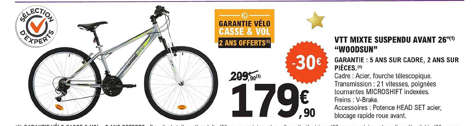 vtt mixte suspendu avant 26" "woodsun"