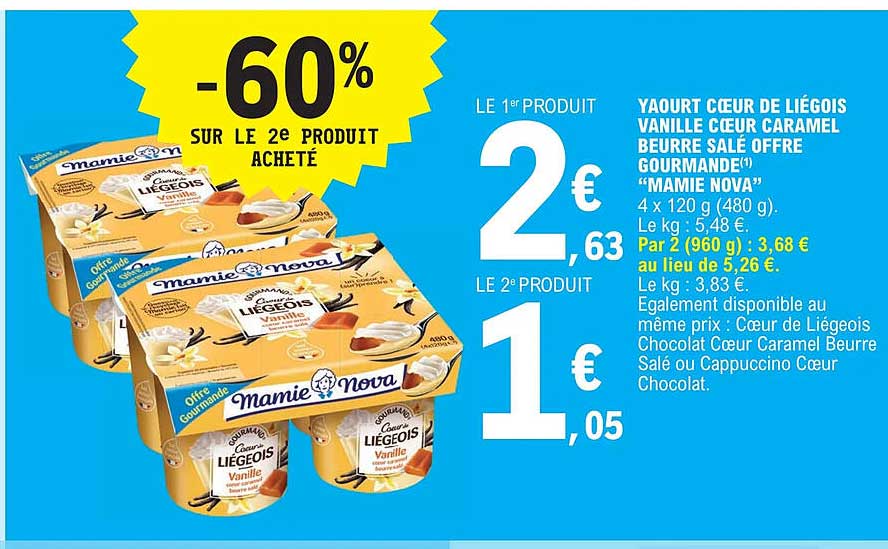 Yaourt Cœur De Liégeois Vanille Cœur Caramel Beurre Salé Offre Gourmande "mamie Nova"