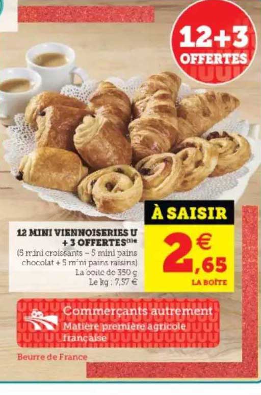 12 Mini Viennoiseries U + 3 Offertes