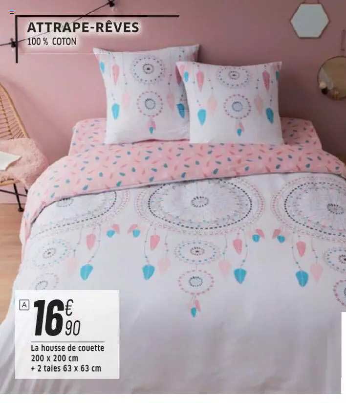 attrape-rêves : la housse de couette 200 x 200 cm + 2 taies 63 x 63 cm