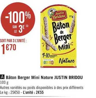 bâton berger mini nature justin bridou