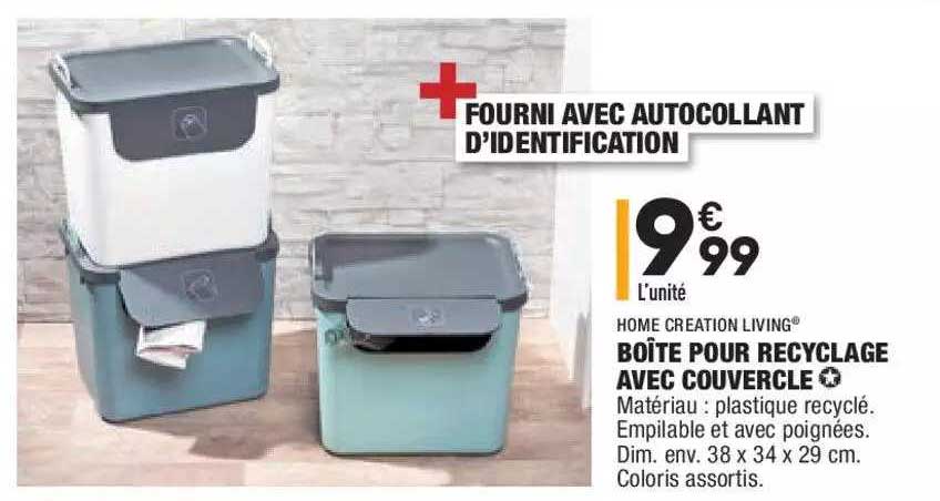 boîte pour recyclage avec couvercle home creation living