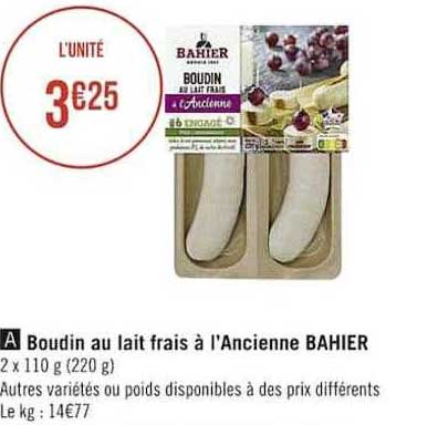 Boudin Au Lait Frais à L'ancienne Bahier