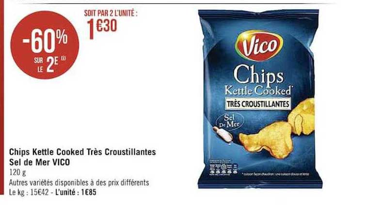 chips kettle cooked très croustillantes sel de mer vico