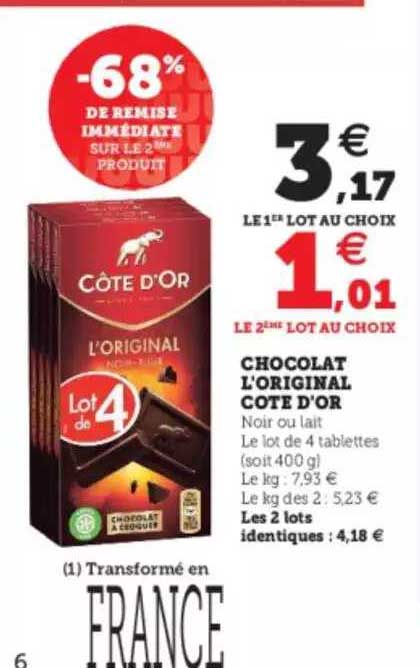 Chocolat L'original Côte D'or