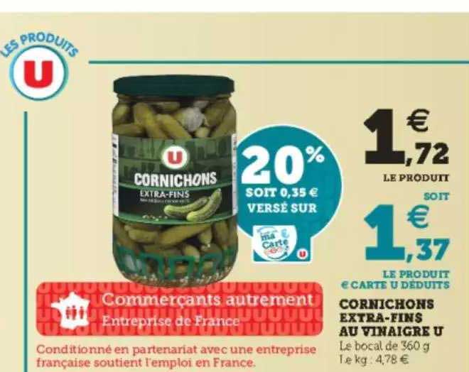 cornichons extra-fins au vinaigre u
