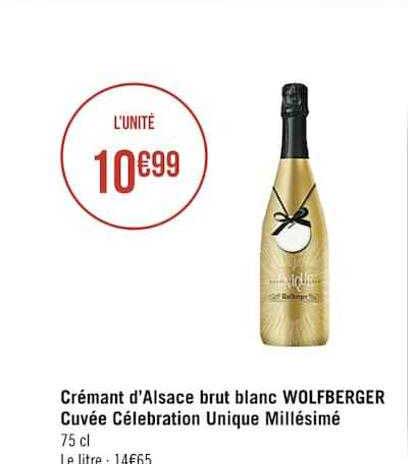Crémant D'alsace Brut Blanc Wolfberger Cuvée Célébration Unique Millésimé