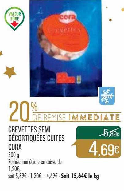 crevettes semi décortiquées cuites cora