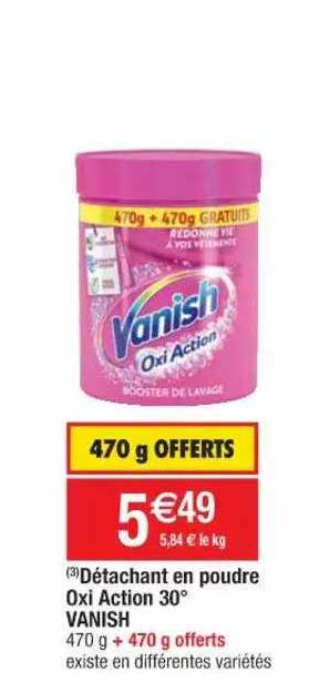 détachant en poudre oxi action 30° vanish