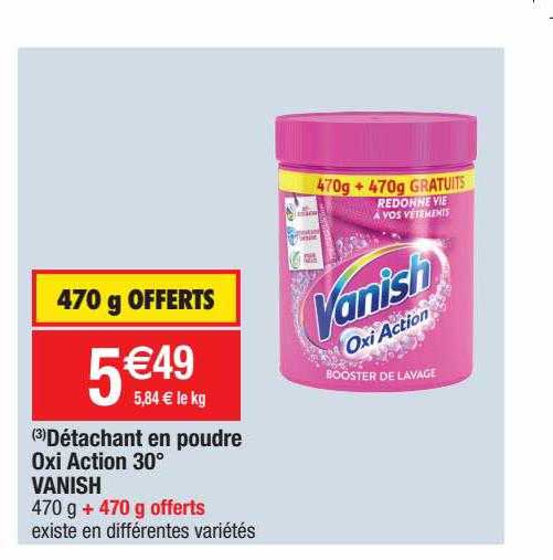 détachant en poudre oxi action 30° vanish