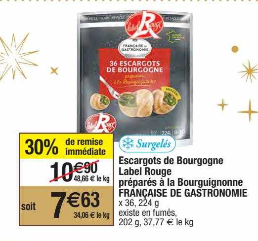 Escargots De Bourgogne Label Rouge Préparés à La Bourguignonne Française De Gastronomie