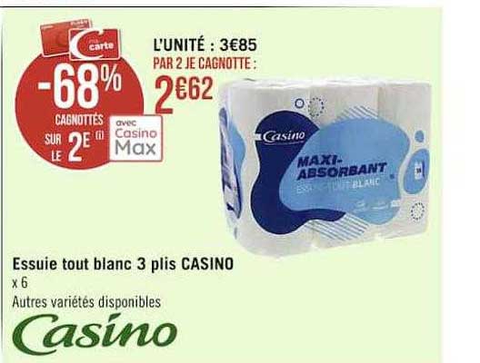 essuie tout blanc 3 plis casino