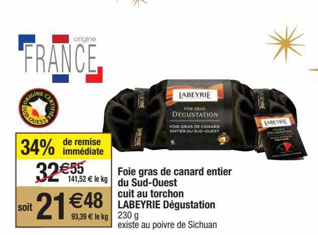 Foie Gras De Canard Entier Du Sud-ouest Cuit Au Torchon Labeyrie Dégustation