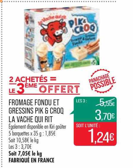 fromage fondu et gressins pik & croq la vache qui rit