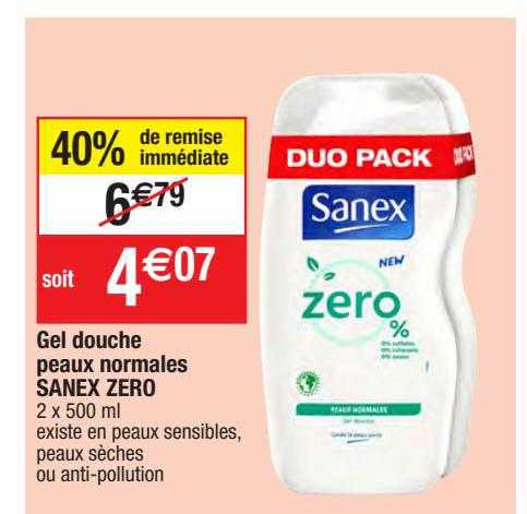 Gel Douche Peaux Normales Sanex Zéro
