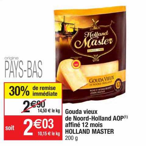 gouda vieux de noord-holland aop affiné 12 mois holland master