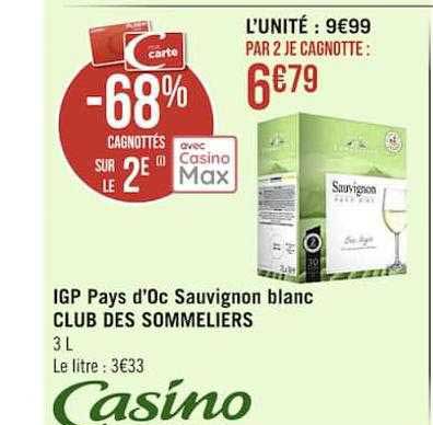Igp Pays D'oc Sauvignon Blanc Club Des Sommeliers