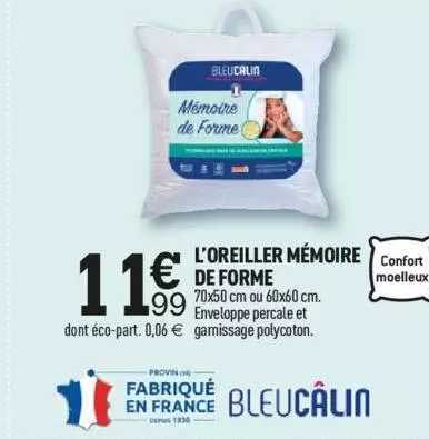 l'oreiller mémoire de forme bleucâlin