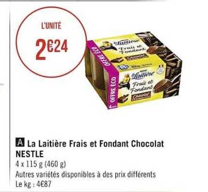 La Laitière Frais Et Fondant Chocolat Nestlé