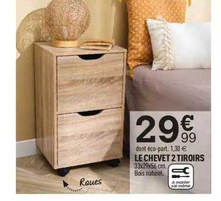 le chevet 2 tiroirs
